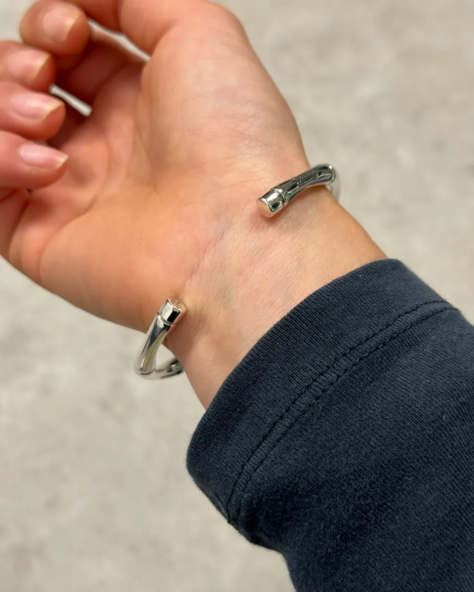 Gucci Silver Metal Bamboo Bracelet - Image 4