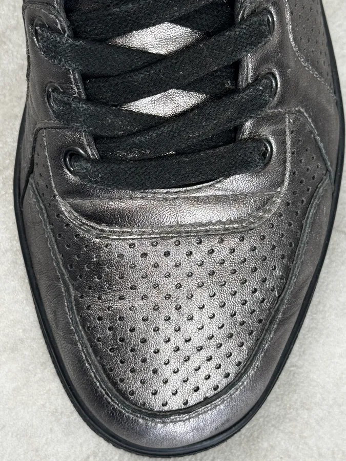 Gucci Silver Perforated Leather High-Top Sneakers - Image 6