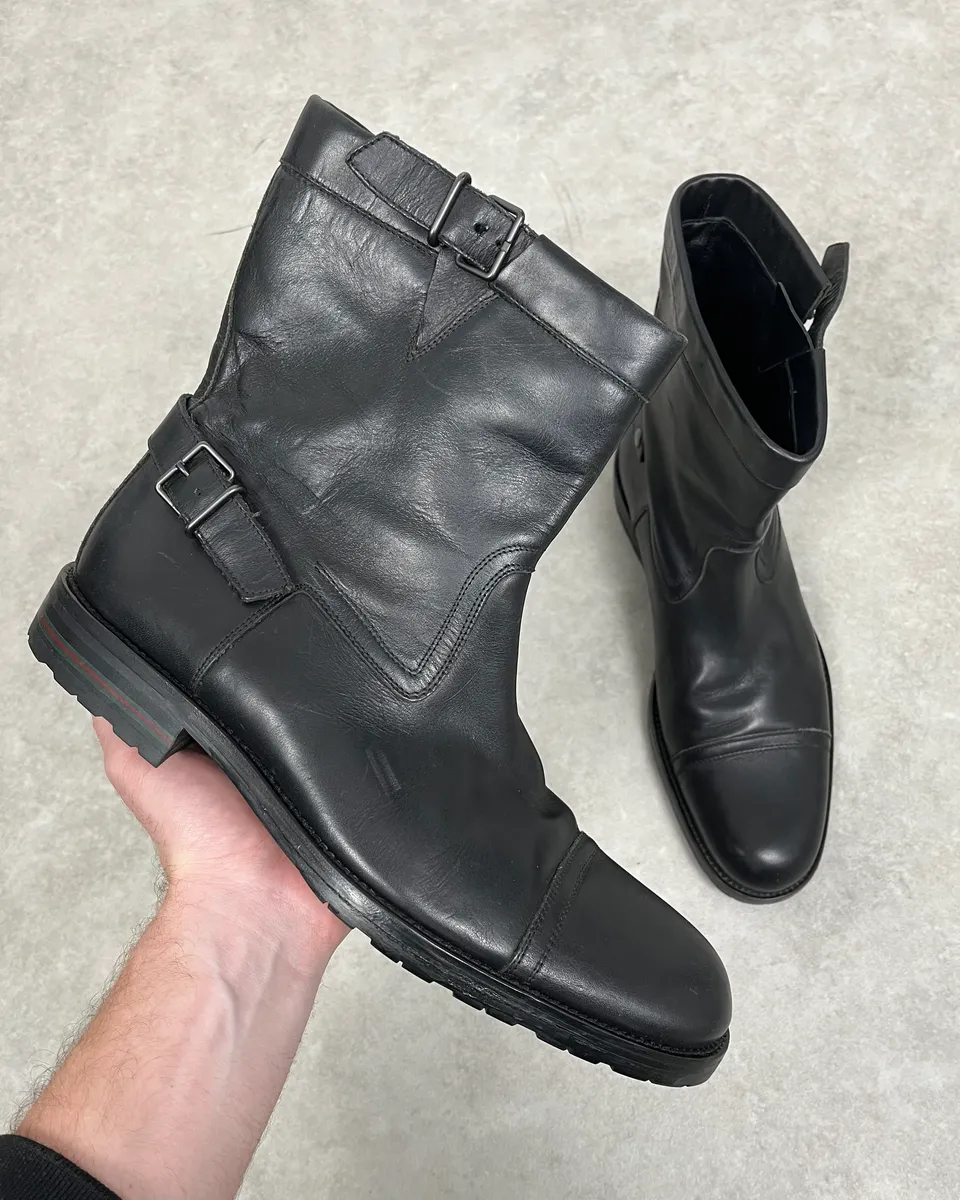 Gucci Straps Black Leather Boots