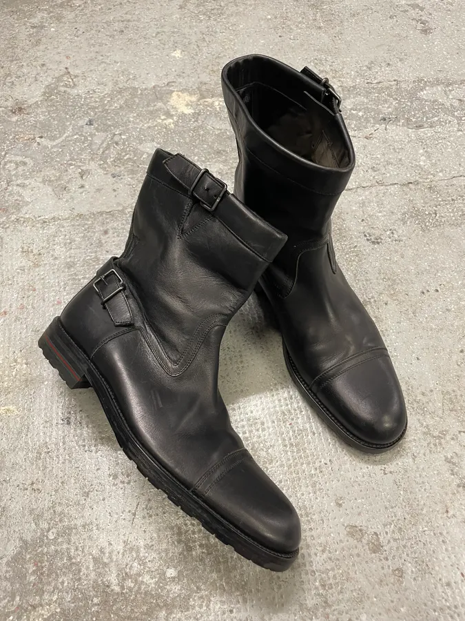 Gucci Straps Black Leather Boots - Image 2