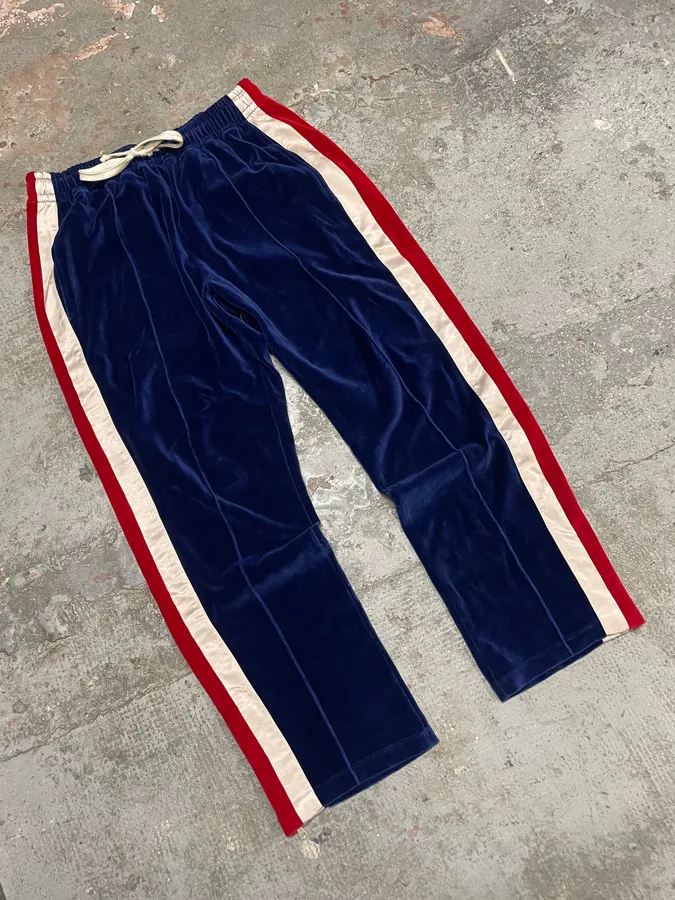 Gucci Velvet Propaganda Navy Joggers - Image 5