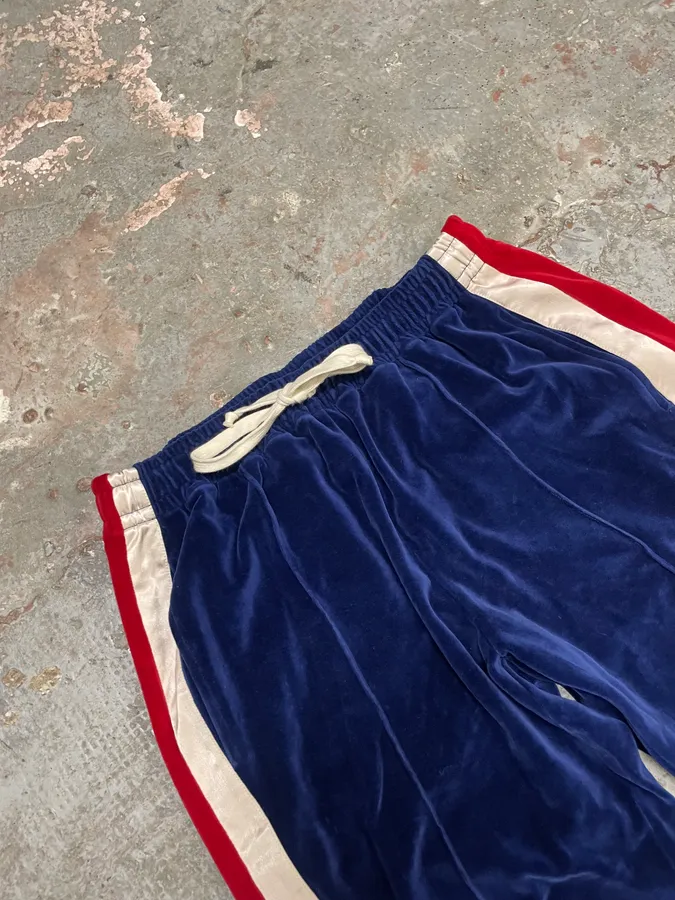 Gucci Velvet Propaganda Navy Joggers - Image 7
