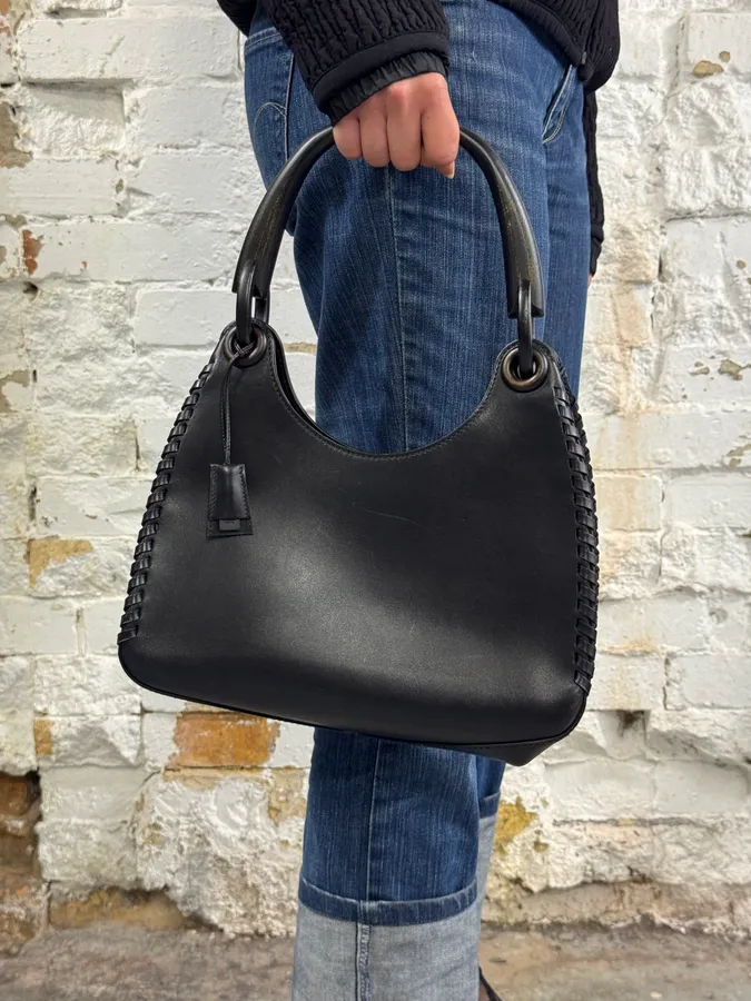 Gucci Whipstitched Bamboo Hobo Black Leather Hande Bag by Tom Ford - Image 2