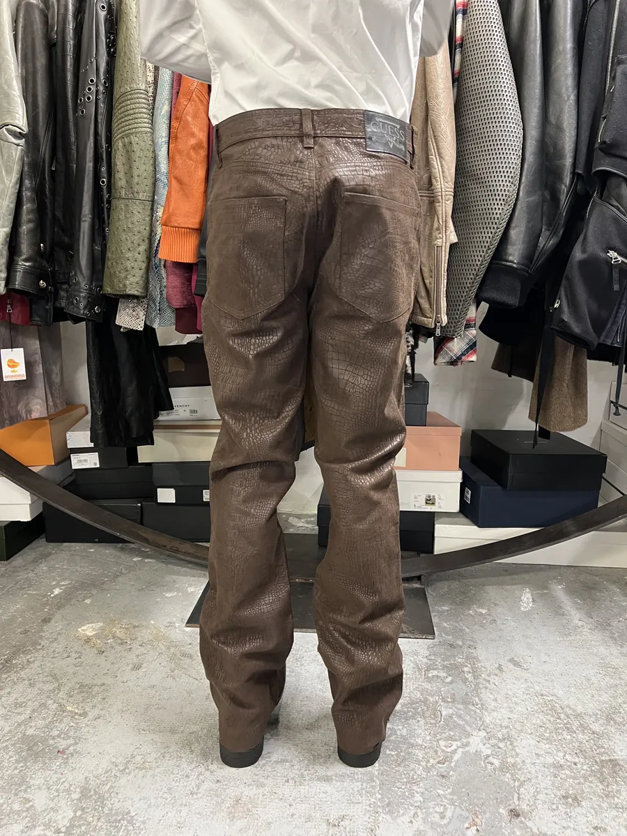 Guess Crocodile Effect Brown Pants - Image 4