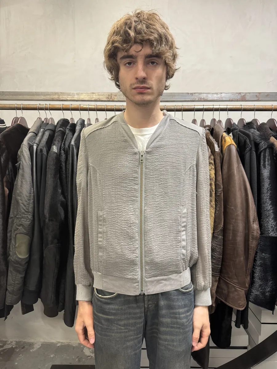 Helmut Lang Concrete Raw Grey Bomber Jacket - Image 2