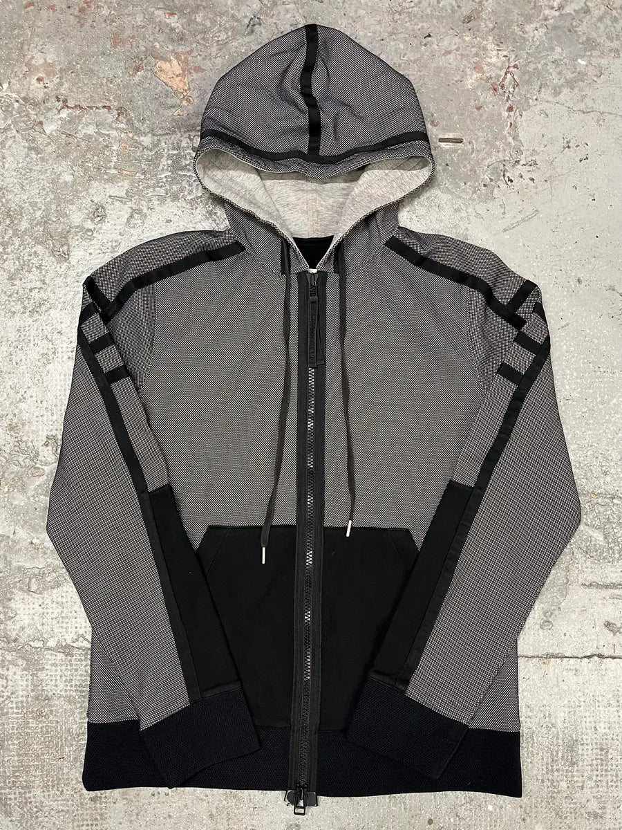 Helmut Lang Grey Black Lined Zipped Hoodie