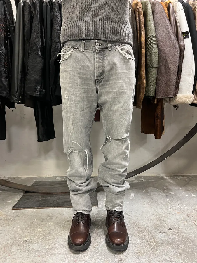 Helmut Lang Grey Distressed Jeans