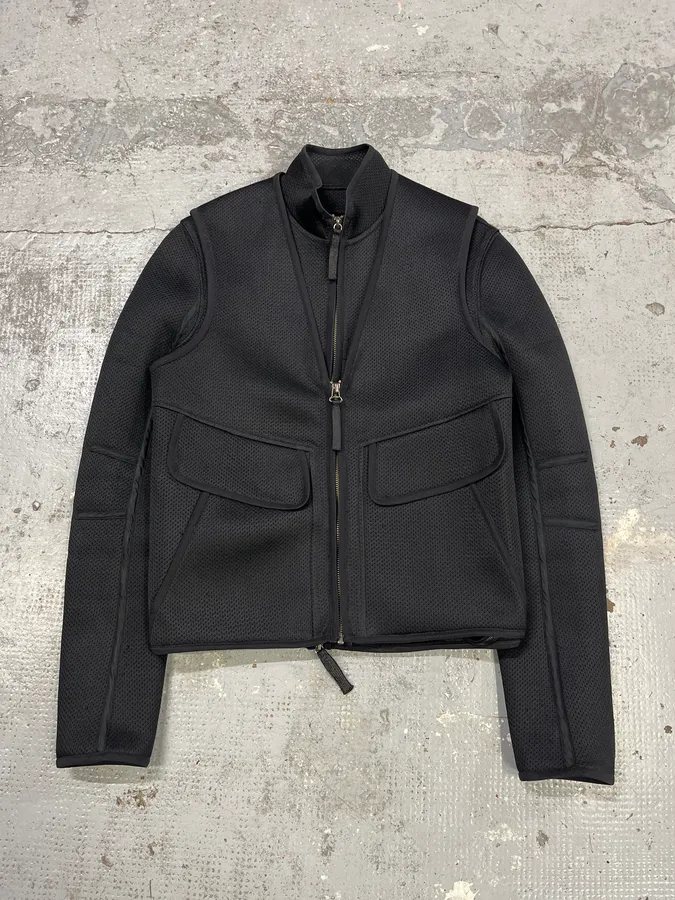 Helmut Lang Jacket & Vest Black Biker Combo