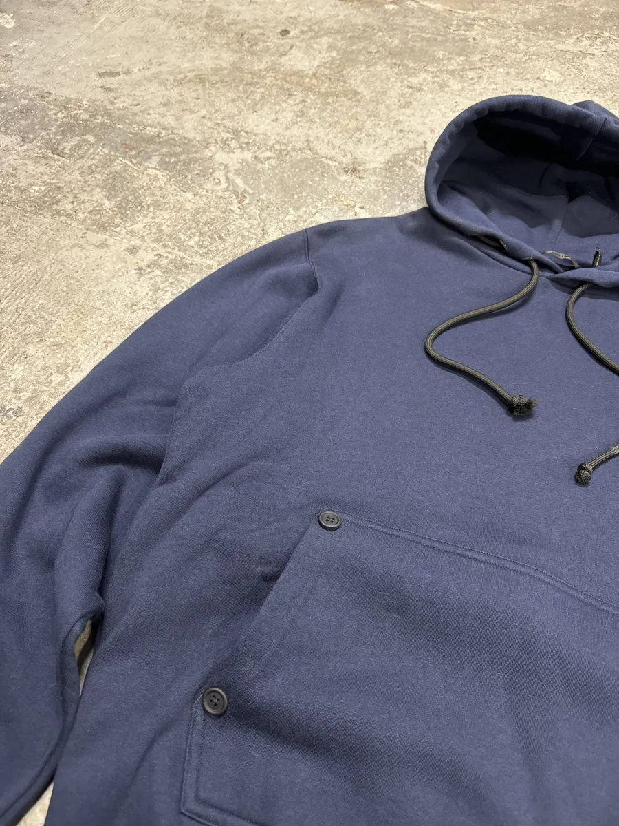 Helmut Lang Navy Simple Buttoned Hoodie - Image 4