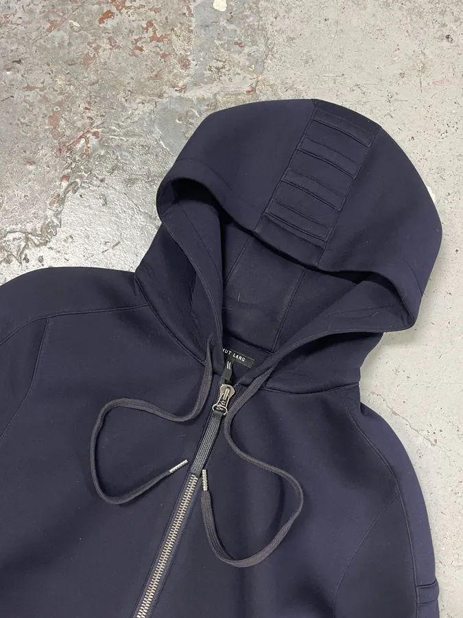 Helmut Lang Navy Tape Zip-up Hoodie - Image 5
