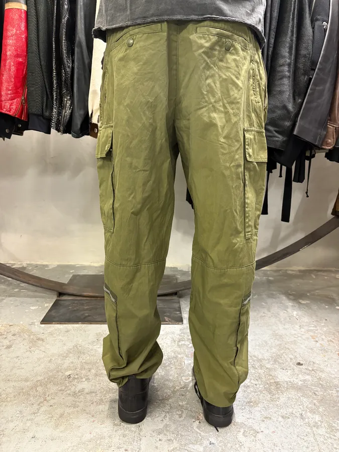 Helmut Lang Olive Military Multi Zips Cargo Pants - Image 4