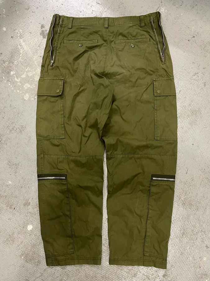 Helmut Lang Olive Military Multi Zips Cargo Pants - Image 7