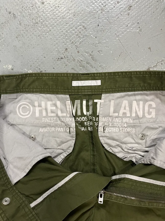 Helmut Lang Olive Military Multi Zips Cargo Pants - Image 9