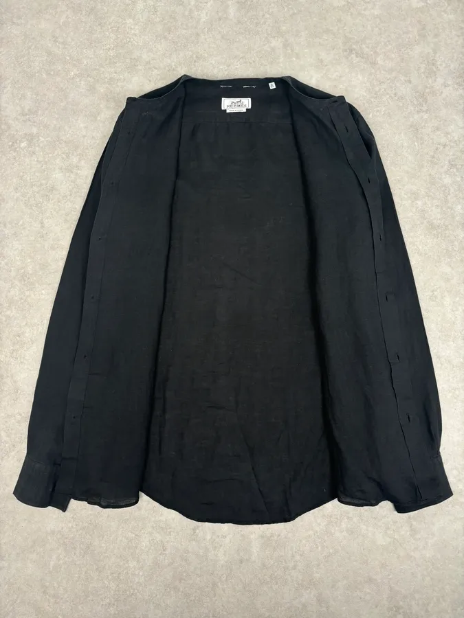 Hermès Black Linen Shirt - Image 7