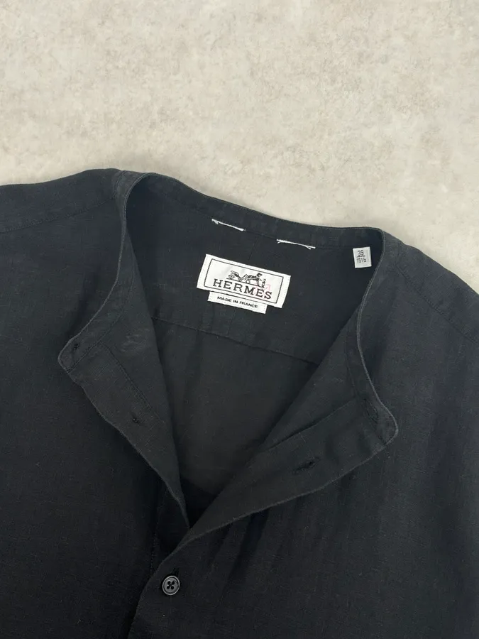 Hermès Black Linen Shirt - Image 8