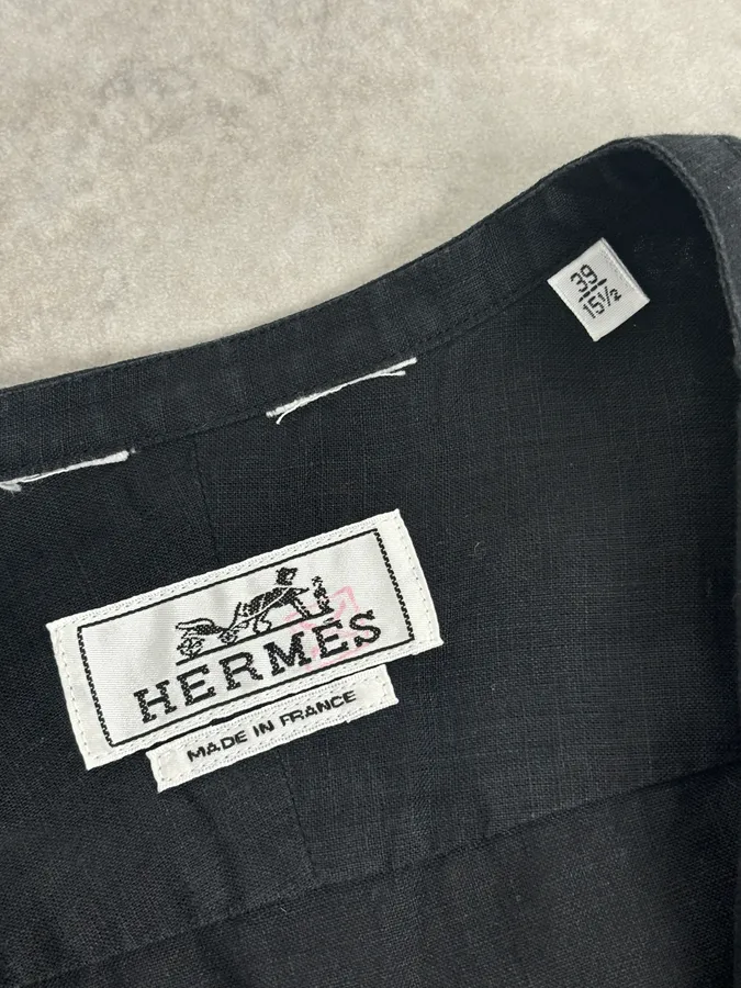 Hermès Black Linen Shirt - Image 9