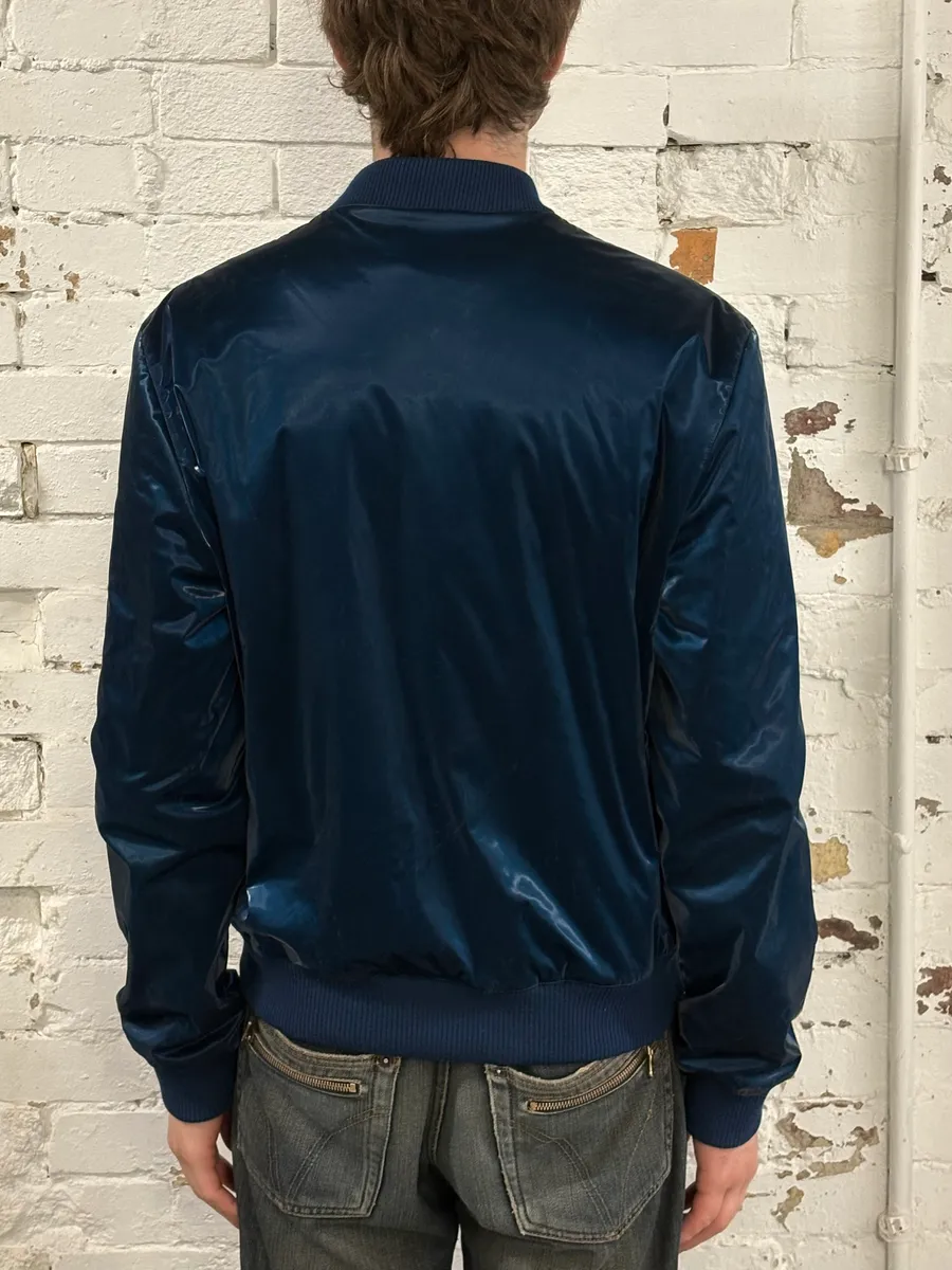 Hermès Metallic Blue Nylon Bomber Jacket - Image 3