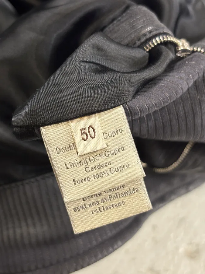 Hermès Navy Ribbed Texture Premium Leather Bomber Jacket - Image 10