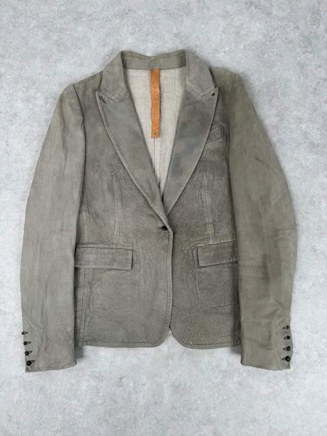 Isaac Sellam Beige Suede Lambskin Leather Blazer - Image 4