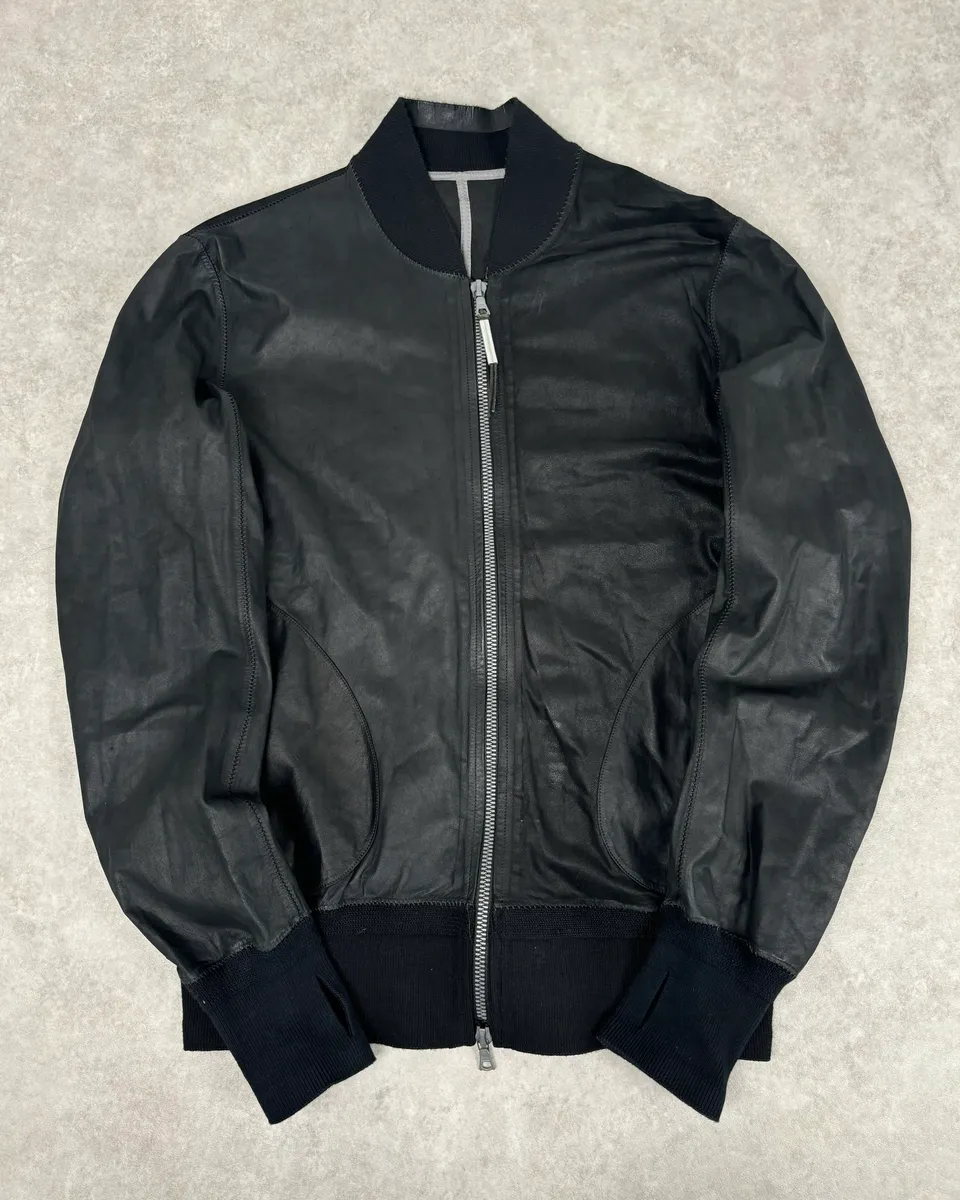 Isaac Sellam Black Bomber Zip-Pocket Leather Jacket