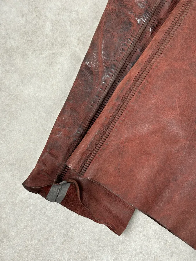 Isaac Sellam Bordeaux Leather Back-Zip Avant-Garde Jacket - Image 10