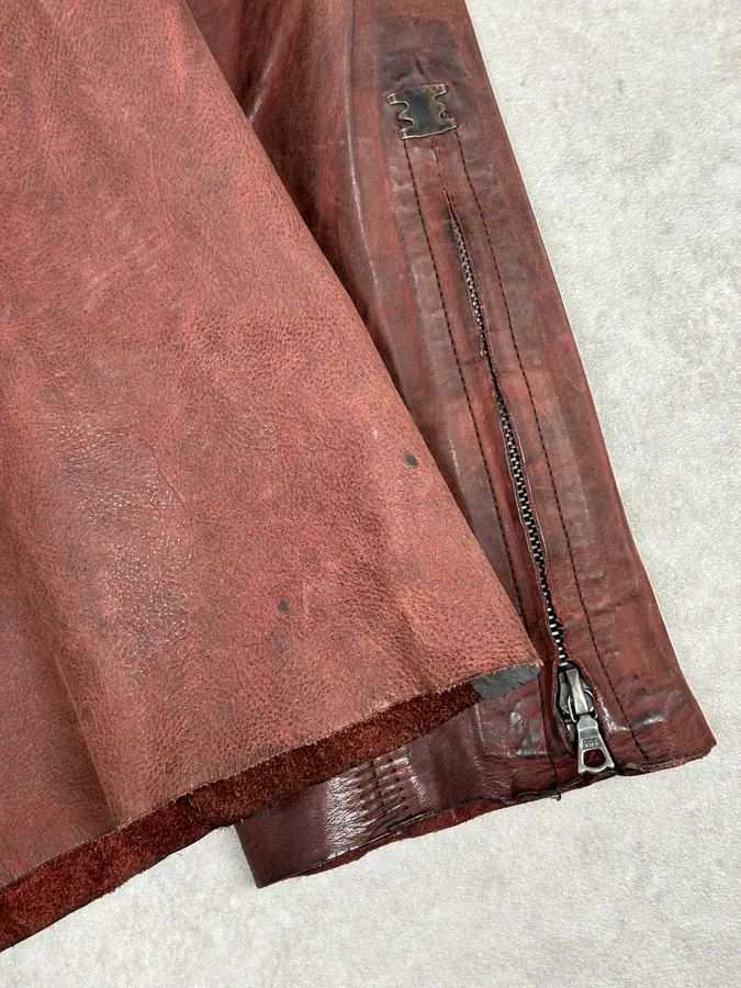 Isaac Sellam Bordeaux Leather Back-Zip Avant-Garde Jacket - Image 12