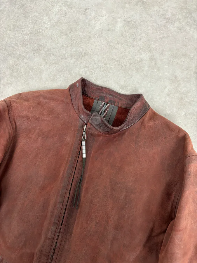 Isaac Sellam Bordeaux Leather Back-Zip Avant-Garde Jacket - Image 4