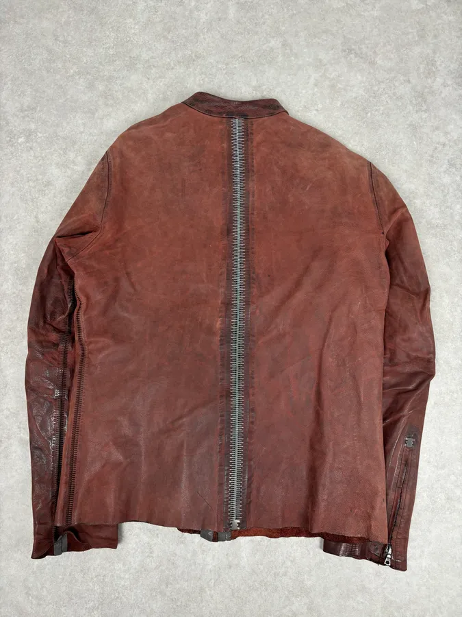 Isaac Sellam Bordeaux Leather Back-Zip Avant-Garde Jacket - Image 5