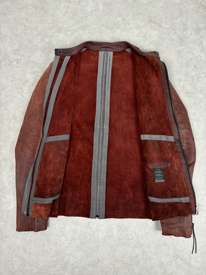 Isaac Sellam Bordeaux Leather Back-Zip Avant-Garde Jacket - Image 7