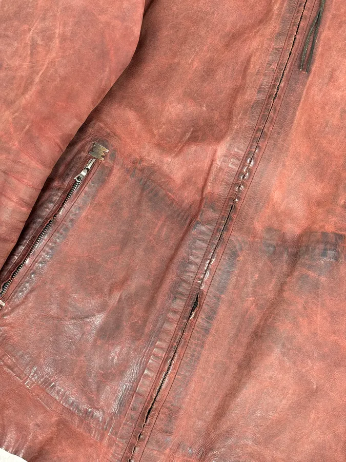 Isaac Sellam Bordeaux Leather Back-Zip Avant-Garde Jacket - Image 8