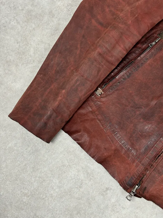Isaac Sellam Bordeaux Leather Back-Zip Avant-Garde Jacket - Image 9