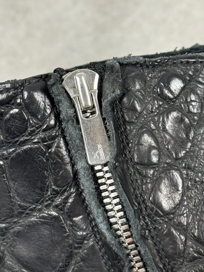 Isaac Sellam Premiata Black Crocodile Leather Combat Boots - Image 7