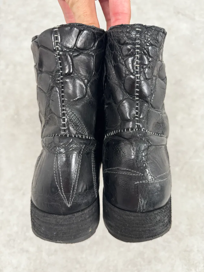 Isaac Sellam Premiata Black Crocodile Leather Combat Boots - Image 8
