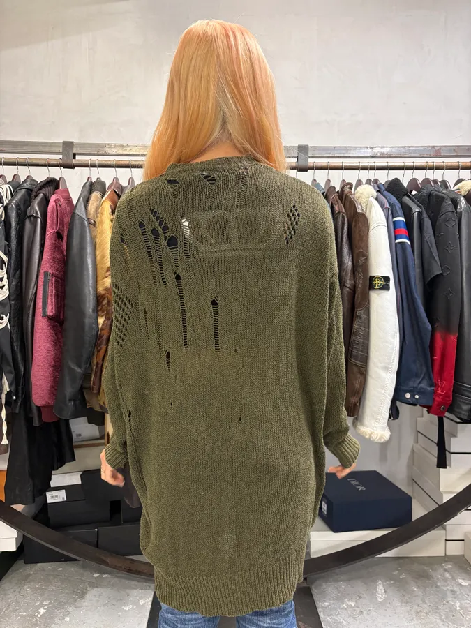 Isabel Marrant Distressed Khaki Wool Sweater - Image 3