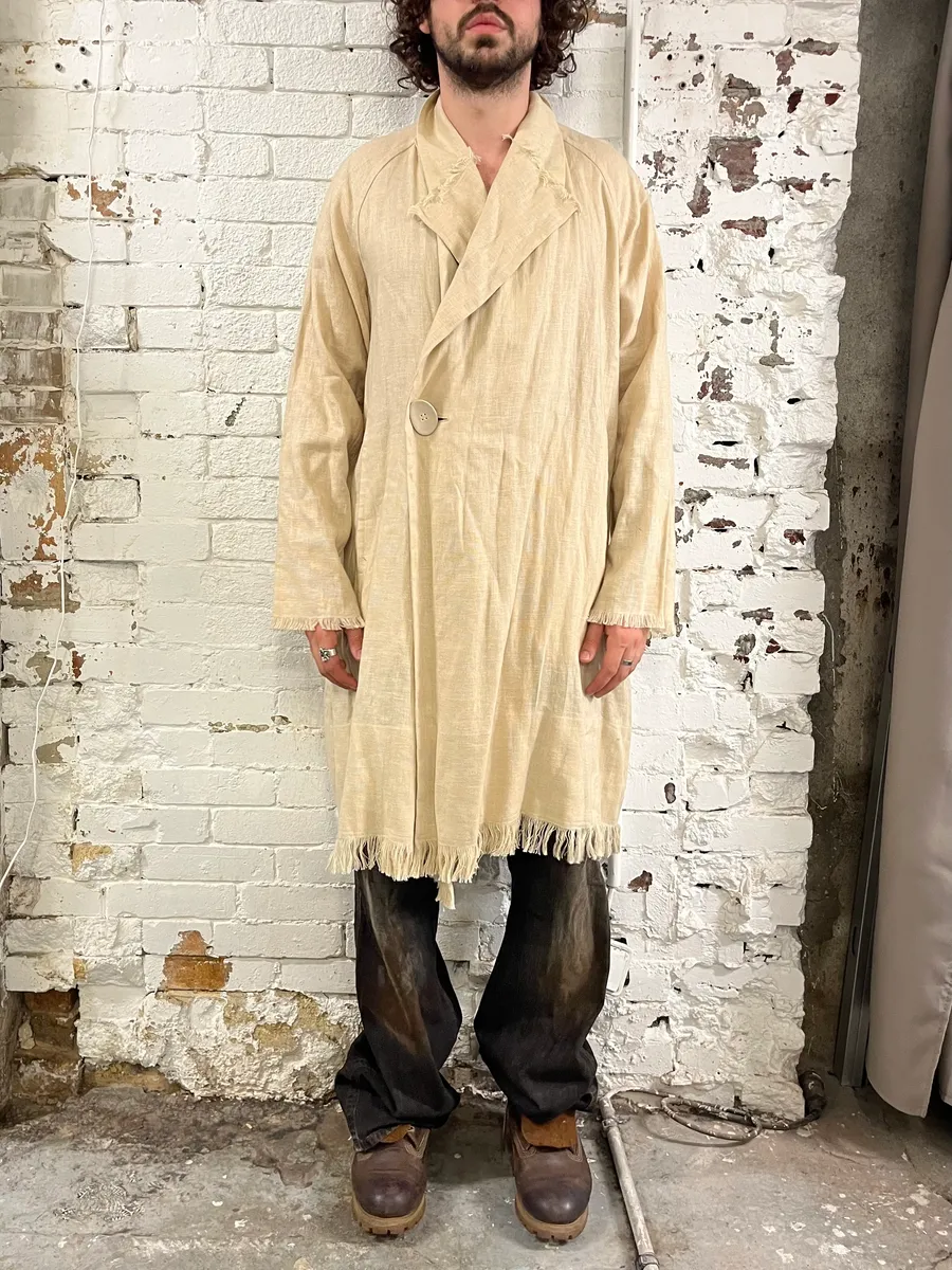 Issey Miyake Beige Linen Kimono Jacket - Image 2