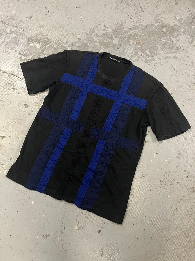 Issey Miyake Black & Blue Stripes Textured Tee-Shirt - Image 4