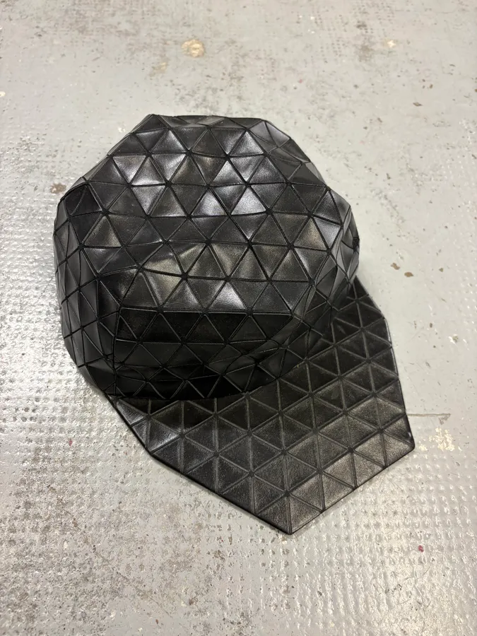 Issey Miyake Black Nylon Geometric Triangle Cap - Image 3