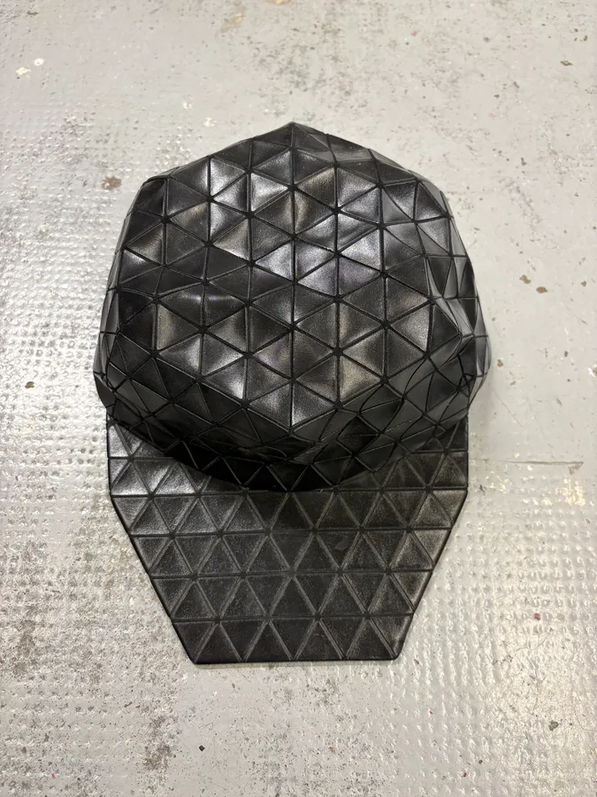 Issey Miyake Black Nylon Geometric Triangle Cap - Image 4