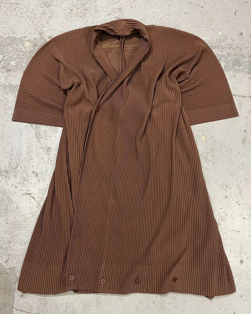 Issey Miyake Brown Plissed Jacket - Image 5