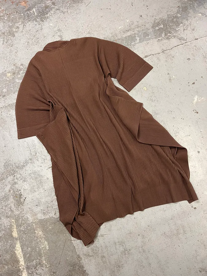 Issey Miyake Brown Plissed Jacket - Image 8