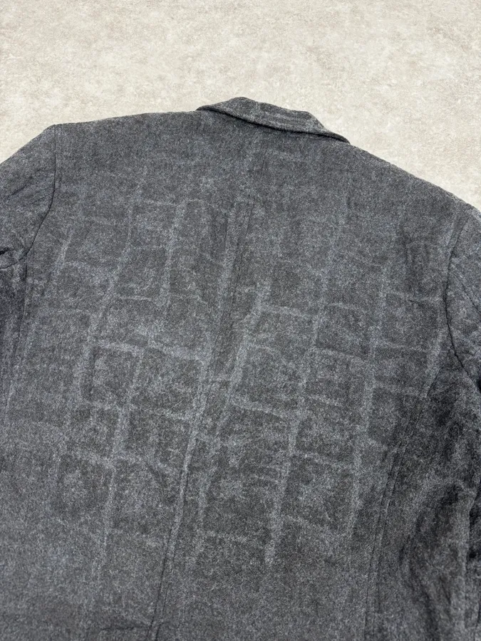Issey Miyake Men Grey Wool Mozaic Blazer Jacket - Image 6