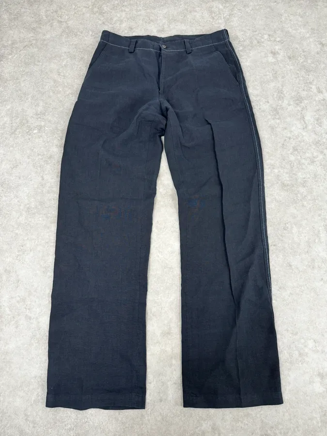 Issey Miyake Navy Linen Cozy Pants