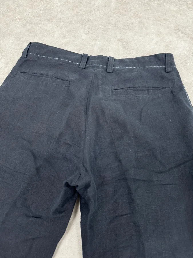 Issey Miyake Navy Linen Cozy Pants - Image 7
