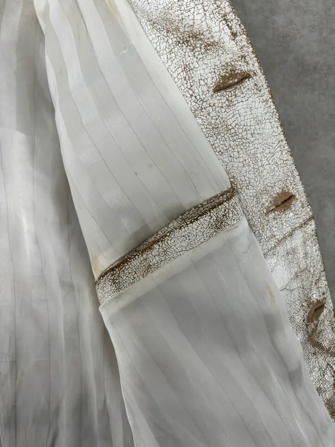 Italian Archive White Eroded Leather Trucker Jacket - Image 8