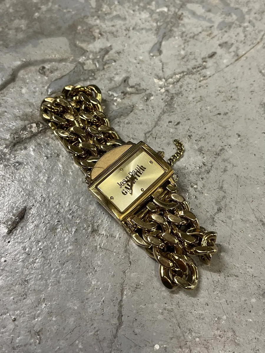 Jean Paul Gaultier 2 Chains Silver Steel Gold Watch - Image 3