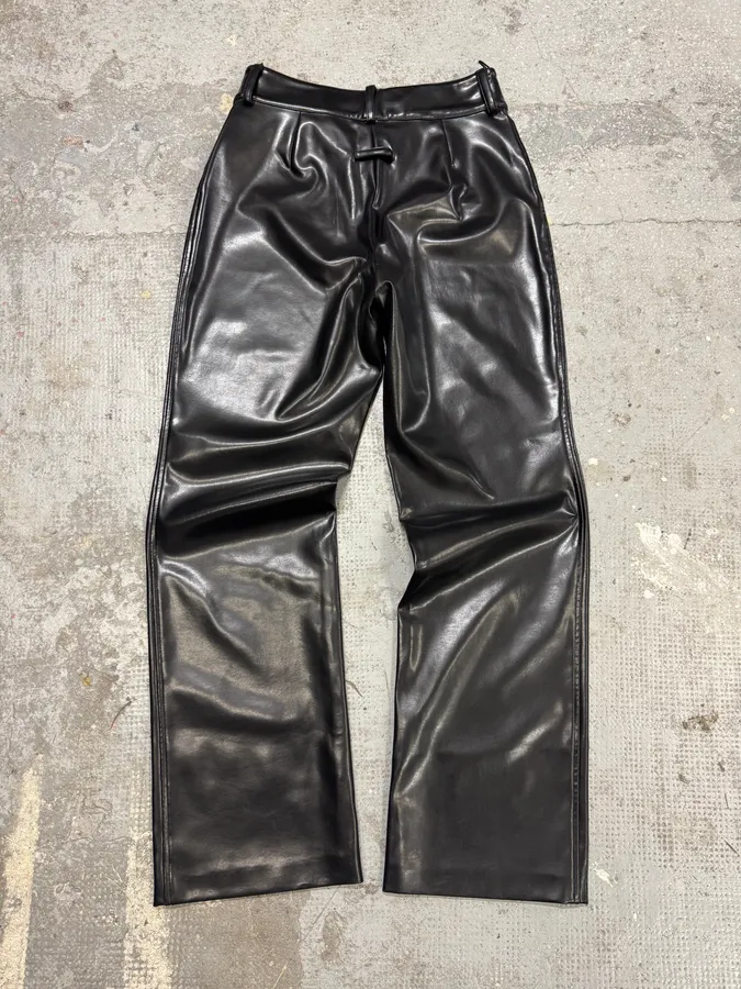 1990s Jean Paul Gaultier Black Faux Leather Pants - Image 4
