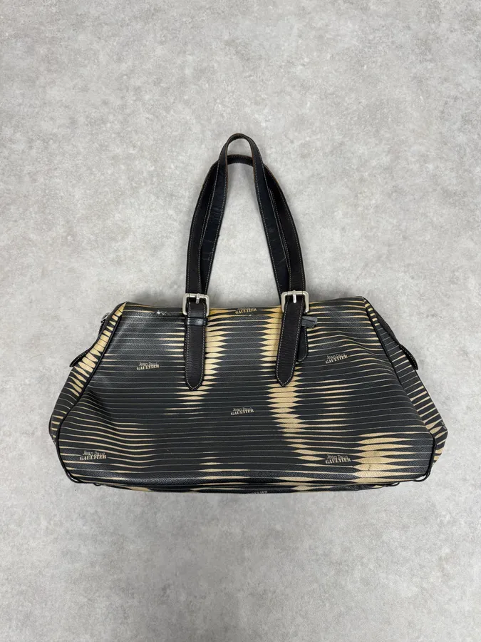 Jean Paul Gaultier Black Yellowished Leather Handle Bag - Image 4