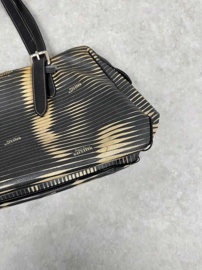 Jean Paul Gaultier Black Yellowished Leather Handle Bag - Image 8