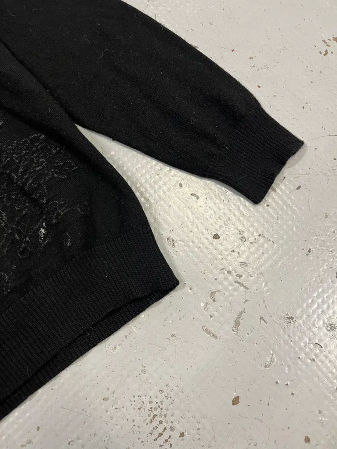 Jean Paul Gaultier Japanese Motif Black Wool Hoodie - Image 6