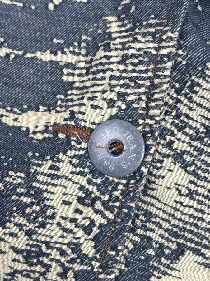 Jean Paul Gaultier Navy Beige Denim Trompe-lœil Blazer Jacket - Image 10